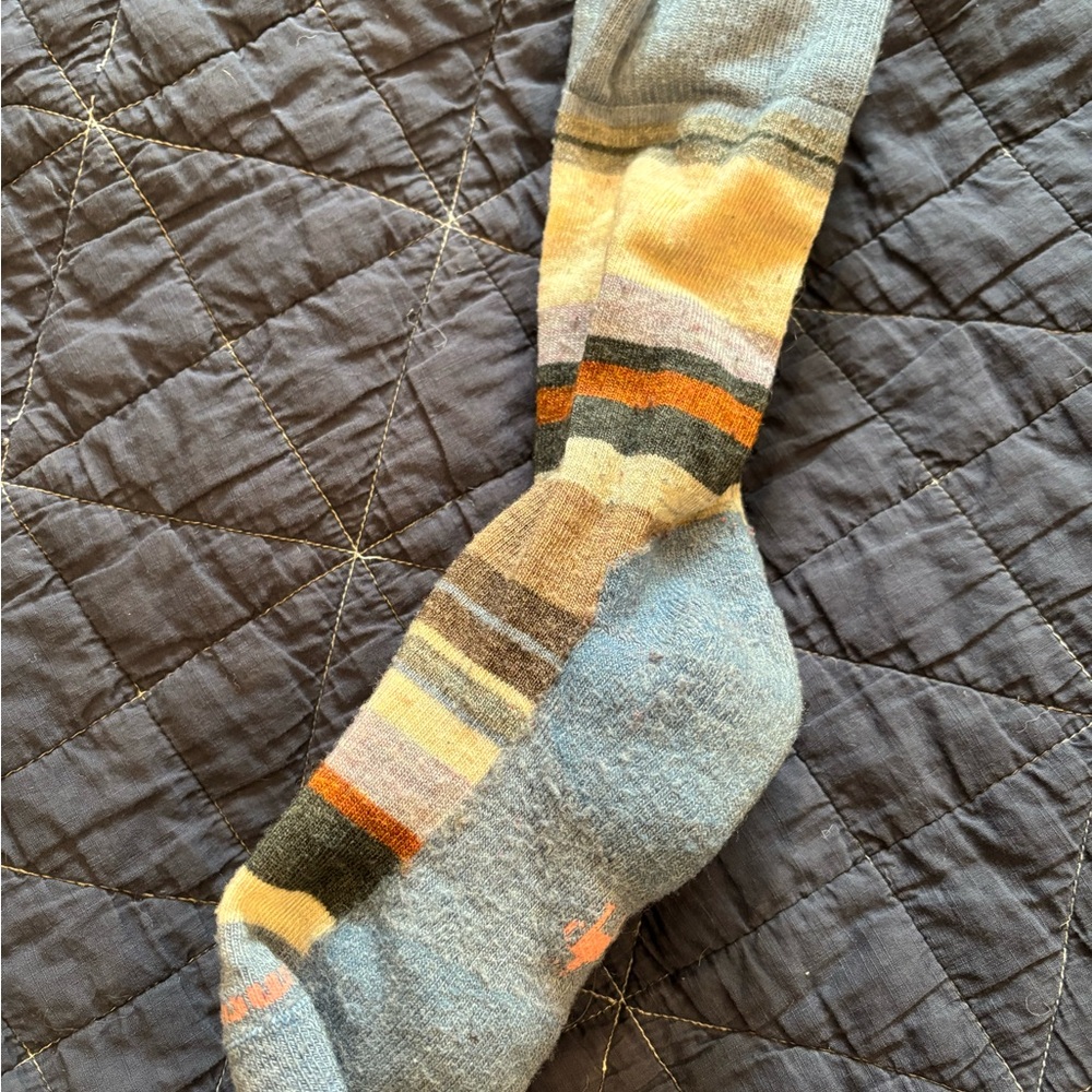 Smartwool Men's Blue and Orange Striped Sock